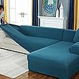 CHUNXINMAKE Thick Couch Covers for 1 2 3 4 Seater, Sectional Sofa L Shape Stretch Slipcover Living Room Dogs Pets, Washable Durable Furniture Protector (Blue, 2 Seater) CHUNXINMAKIE