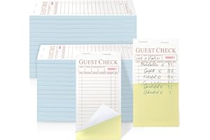 Seajan 50 Pack Guest Check Pads Server Note Pads 3.5 x 6.7 Inch Guest Check Book for Servers 2 Part Carbonless Waiter Notepad Food Order Tickets for Bar Cafe Restaurant, 2500 Total Tickets (Coffee)