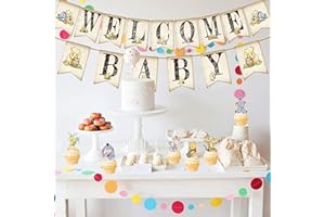 BTTWKCO Welcome Baby Winnie Banner, Classic Winnie Baby Shower Banner Signs, Adorable Pooh Oh Baby Banner Party Decoration Supplies Party Favor