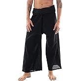 CandyHusky Thai Fisherman Pants - Lightweight Cotton Lounge Pants for Men, Perfect for Yoga, Hippie, or Pirate Style
