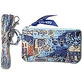 ID Case Wallet with Lanyard - Women's Fashion ID Holder Keychain (Castle)