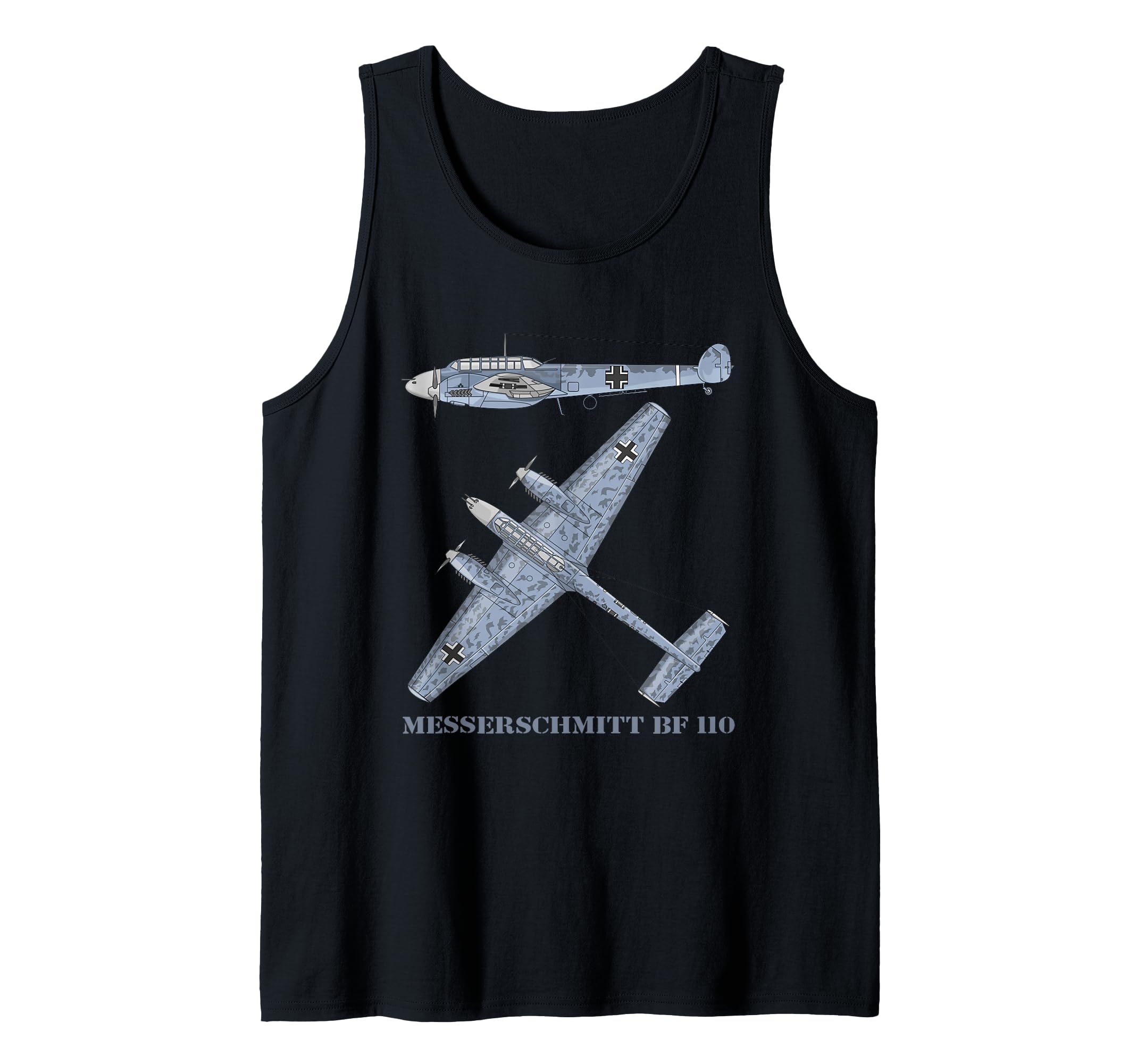 Messerschmitt Bf 110 German WW2 Fighter Bomber Plane Diagram Tank Top