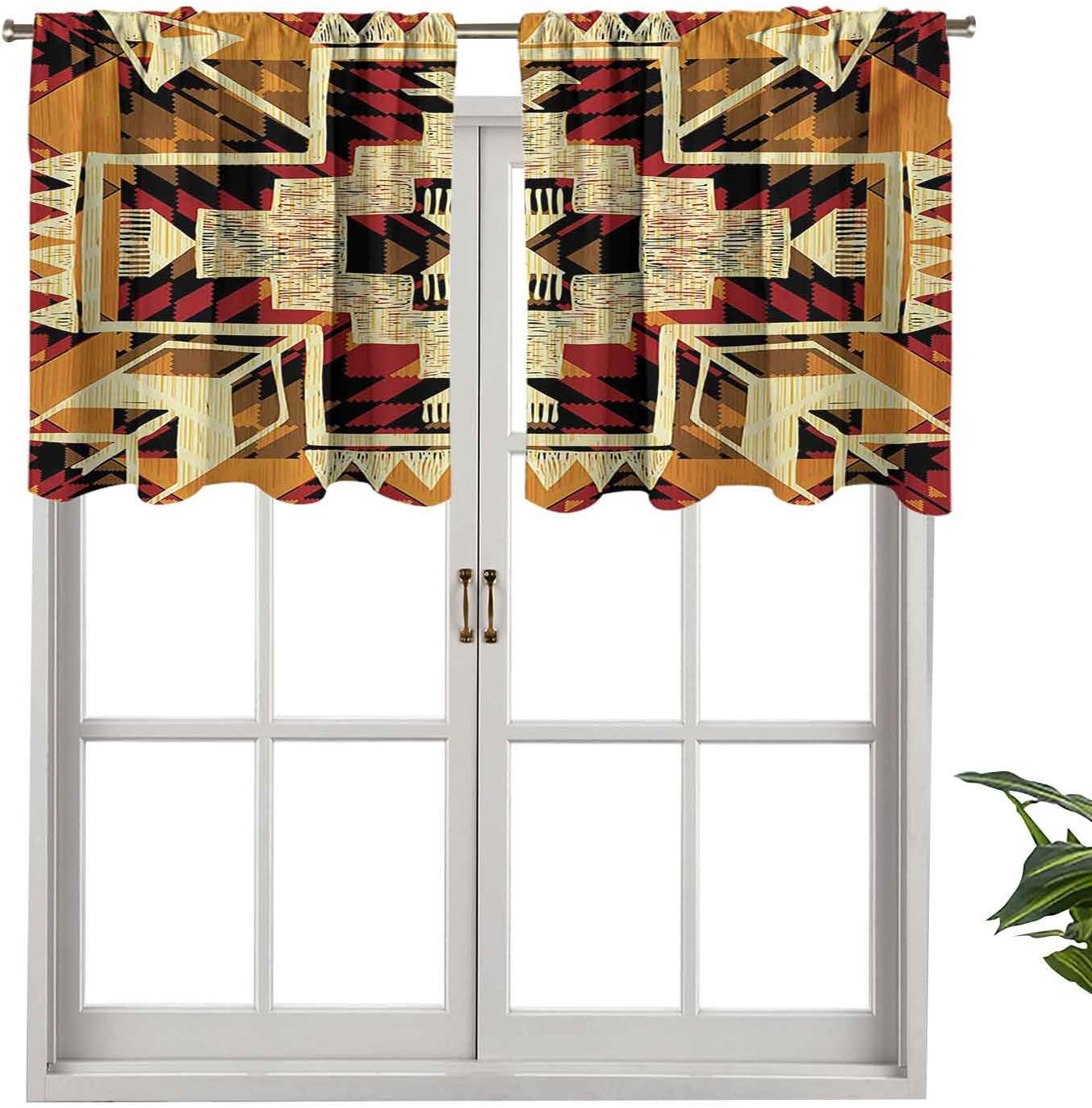 Hiiiman Premium Rod Pocket Window Short Curtain Valance Panels Native