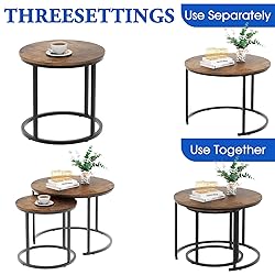 aboxoo Coffee Table Nesting Round Table Set of 2