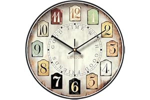 European Style Silent Non-Ticking Round Classic Clock Retro Quartz Decorative Battery Operated Wall Clock for Living Room Kit