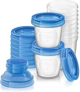 Philips Avent Aufbewahrungsbecher für Muttermilch, 10er Pack (10x 180 ml), SCF618/10, mit Schraubdeckel