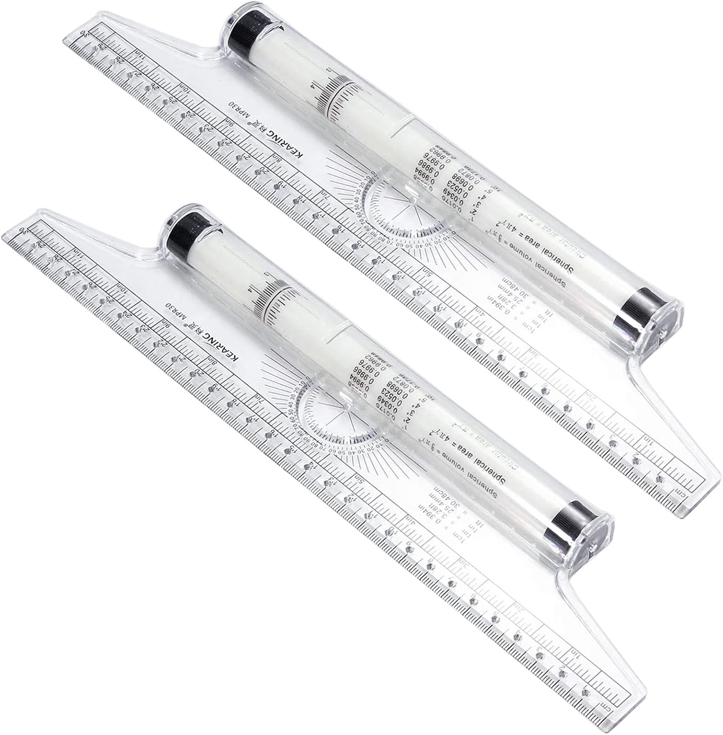 OBPSFY 2 Pcs Rolling Parallel Ruler Universal Foot Angle Rulers Balancing Scale Drawing Reglas Drafting Tools for School Office Building(12 Inches)