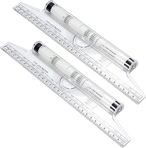 OBPSFY 2 Pcs Rolling Parallel Ruler Universal Foot Angle Rulers Balancing Scale Drawing Reglas Drafting Tools for School Office Building(12 Inches)