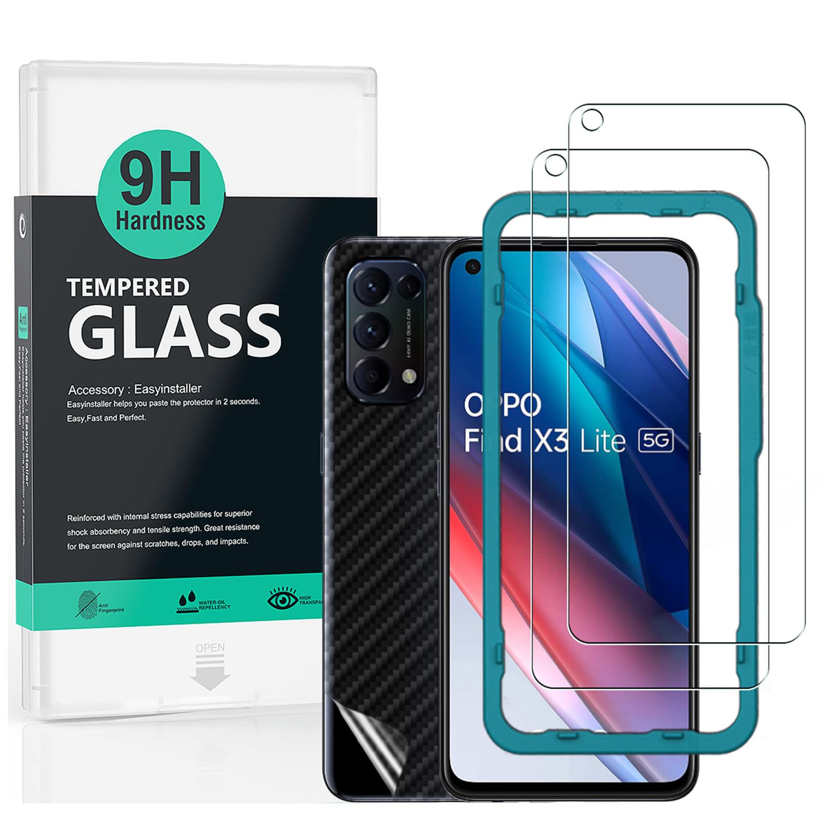 Ibywind Screen Protector For Oppo Reno 5/Find X3 Lite 5G[2 Pack],9H Hardness Tempered Glass,Easy to Install — image 1