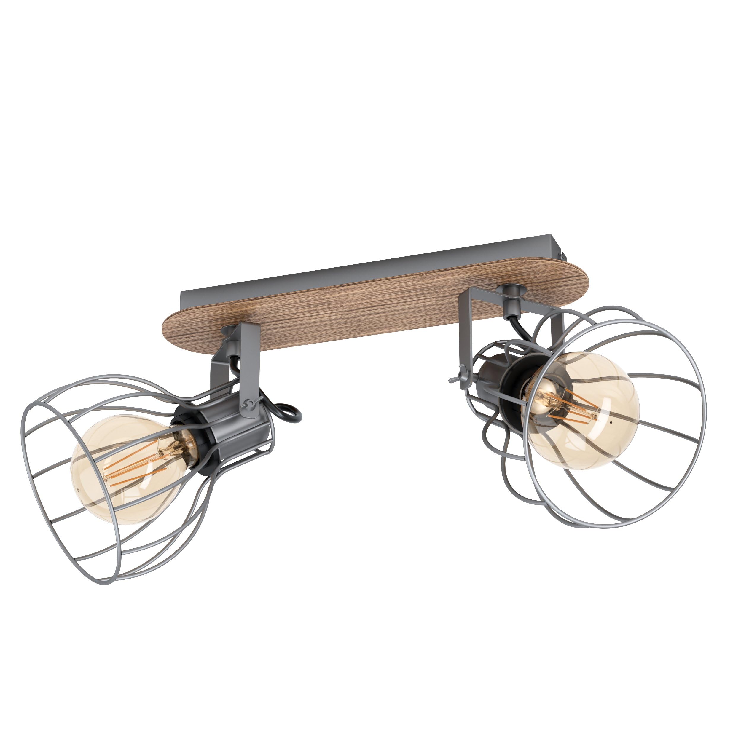 EGLO Sambatello Ceiling Light 2-Bulb Vintage Ceiling Light in Retro Look Ceiling Spotlight Steel Colour: Brown Socket: E27