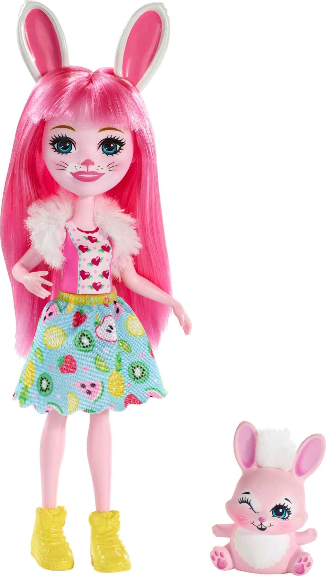 Enchantimals Bree Bunny Doll & Twist Figure, 6-inch small doll, with long pink hair, animal ears and tail, removable skirt, shrug and shoes, Gift for 3 to 8 Year Olds, FXM73 — image 1
