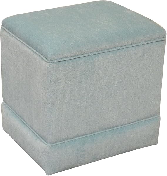 Storage Ottoman Pouffe Seat Stool Box in Duck Egg Blue Chenille Fabric