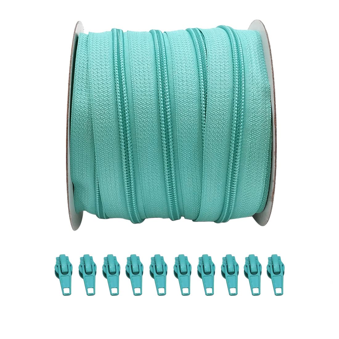 JYC CREATIVE 25 Meters Roll of Continuous Nylon Zipper + 10 Automatic Metal Slider Sliders 5#, Zipper for Sewing Clothes, Zippers, Zipper by Meter,