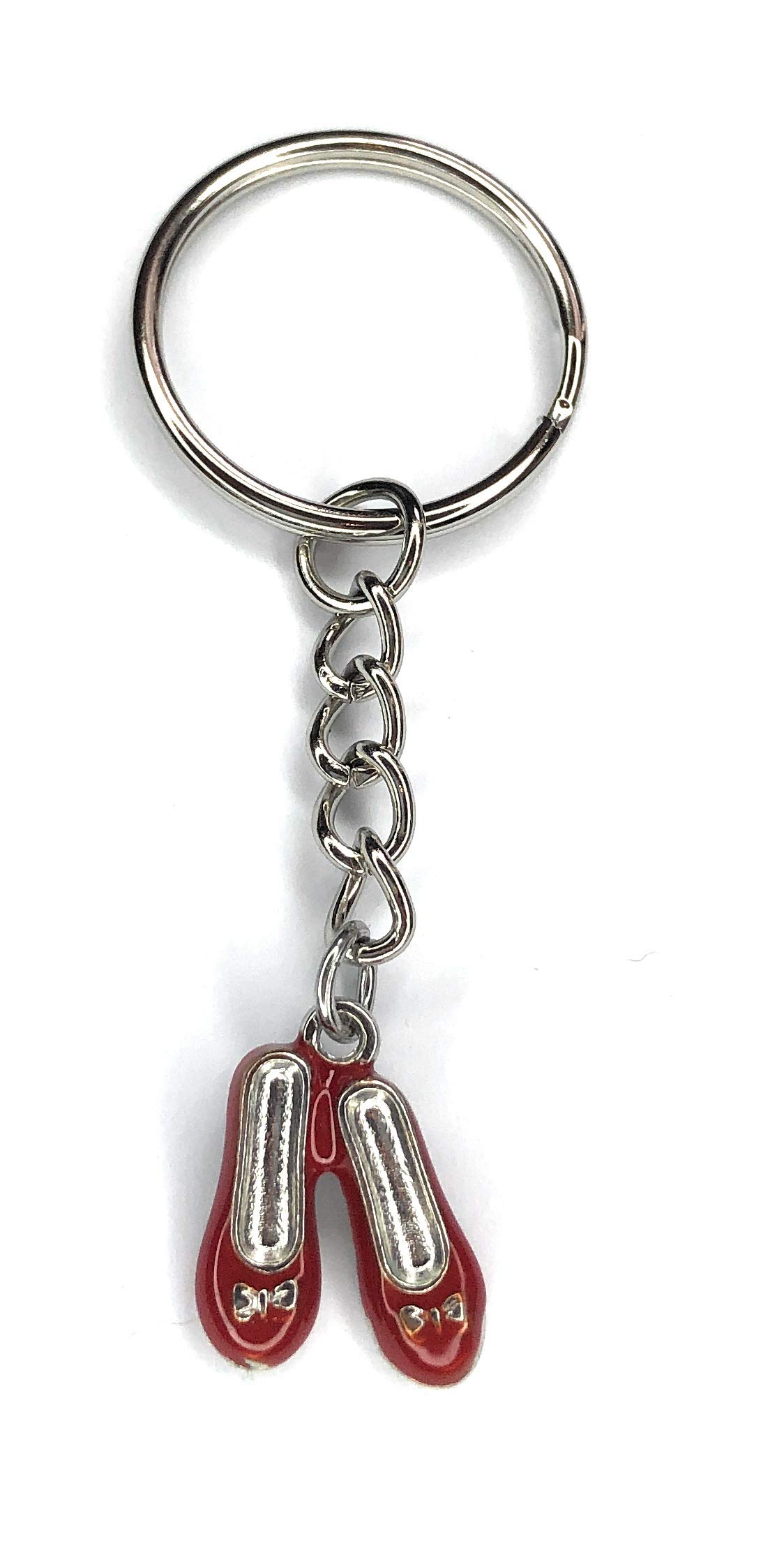 FizzyButton Gifts Ruby Slippers Red Shoes Keyring Key Ring with Enamel Charm and Silver Tone Keychain