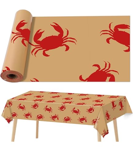 Highcool 100 Ft X 54 Inch Crawfish Party Tablecloth Roll With Cutter...