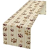 Pet Paw Table Runner,Funny Colorful Cute Animal Dog Cat Footprint Pattern Table Runner for Coffee Table Dining Room Table Bedroom Party Holiday Decor 13x36