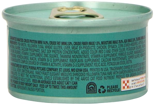 FANCY FEAST ELEGANT MEDLEYS, SHREDDED YELLOWFIN TUNA FARE WITH GARDEN GREENS IN A SAVORY BROTH, 3 OZ