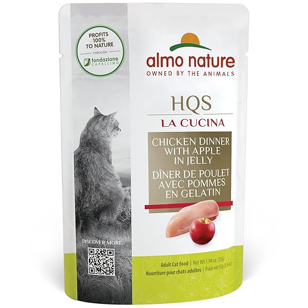 ALMO NATURE HQS LA CUCINA WET CAT FOOD POUCH CHICKEN DINNER WITH APPLE IN JELLY 1.94 OZ (PACK OF 12)