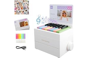 PETIGL Piano Calendar 2025 Swift, USB Rechargeable Playable Piano with 52 Simplified Music Scores in 27 Cards, Free 100 Pcs Singer Stickers (White)