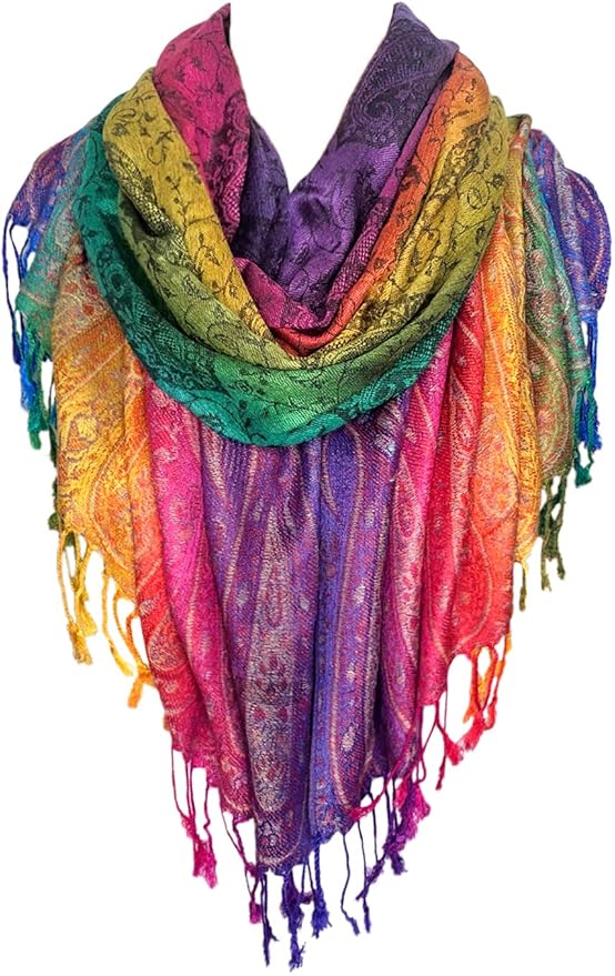 Rainbow Scarf for Women Black Amazon.in Clothing & Accessories