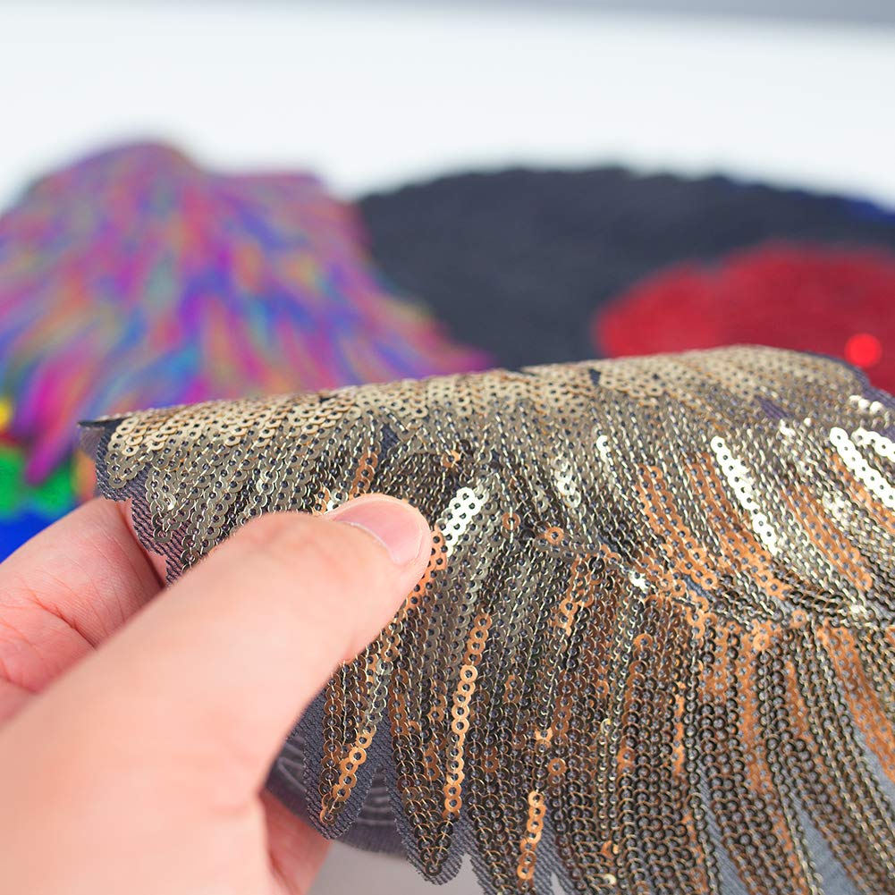 LoveInUSA 7 PCS Sequins Angel Wings Iron On Patch DIY Embroidered Applique Bling Wings for Jackets Cloth Decoration Valentine\'s Day Gifts