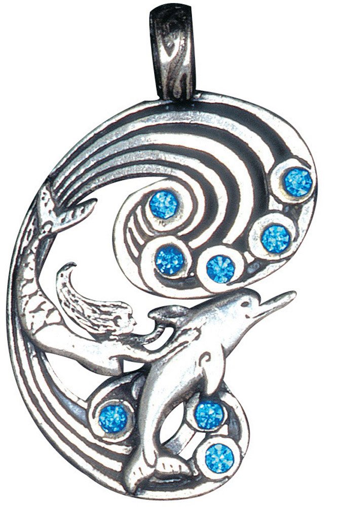 Mermaid and Dolphin for Harmony and Happiness - Fire and Ice Pendants Collection - A Lead-Free Pewter Necklace Range with Crystals - Gift Boxed