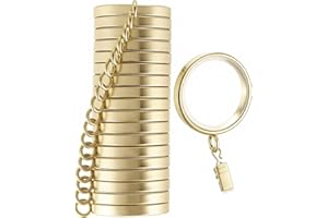 Quiet Curtain Rings with Clips,18 PCS Curtain Rings Metal with Plastic Inserts and Clips,1-5/8 inch Inner Diameter Drapery Ri