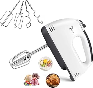 Electric Mixer Handheld,7 Speed Portable Kitchen Hand Held Mixer,Immersion Blender Whisk for Food Whipping,Egg Whisk,Cake Mixer,Milk Frother,Bread Maker,Beater