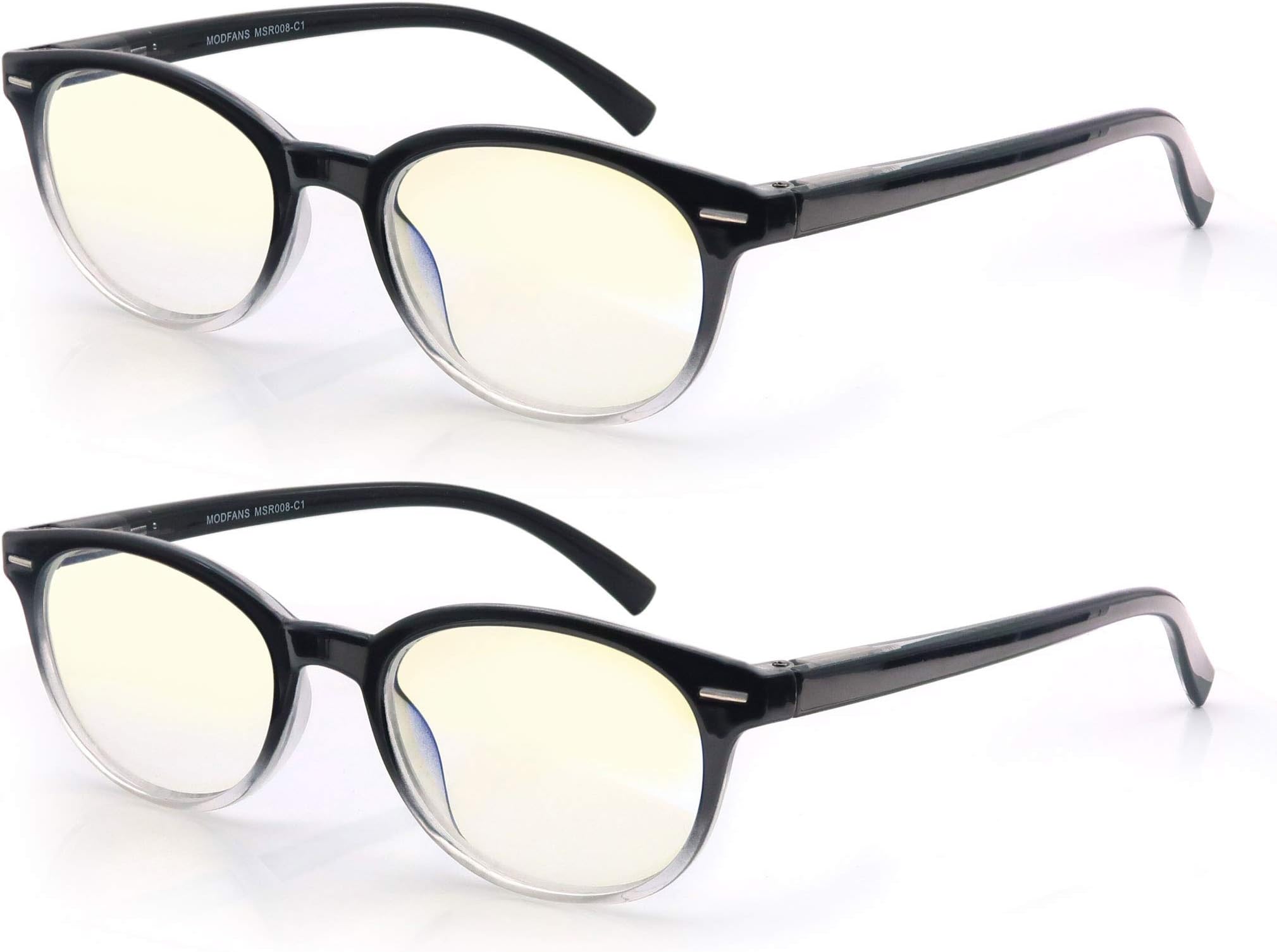 MODFANS 2 Pairs Blue Light Blocking Glasses Womens/Ladies/Unisex,Anti-Blue Ray,Anti-Glare,Anti-Eye Fatigue,UV Protection with Comfort Sping Hinge,Suitable for Computer/TV/Tablet/Phone