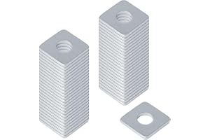Fanmao 50 Pack Square Bearing Plate Washers for 3/8" Bolts, 1-1/8" x 1-1/8" x 1/8" Thick, Electro-Galvanized Steel