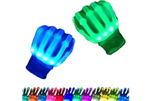 VABX-Purple 12 Colors Flash Led Light up Gloves for Boys Girls Birthday Cool Gifts Easter Halloween Christmas Rave Party Kids 4-12 Teens Adults (Medium)