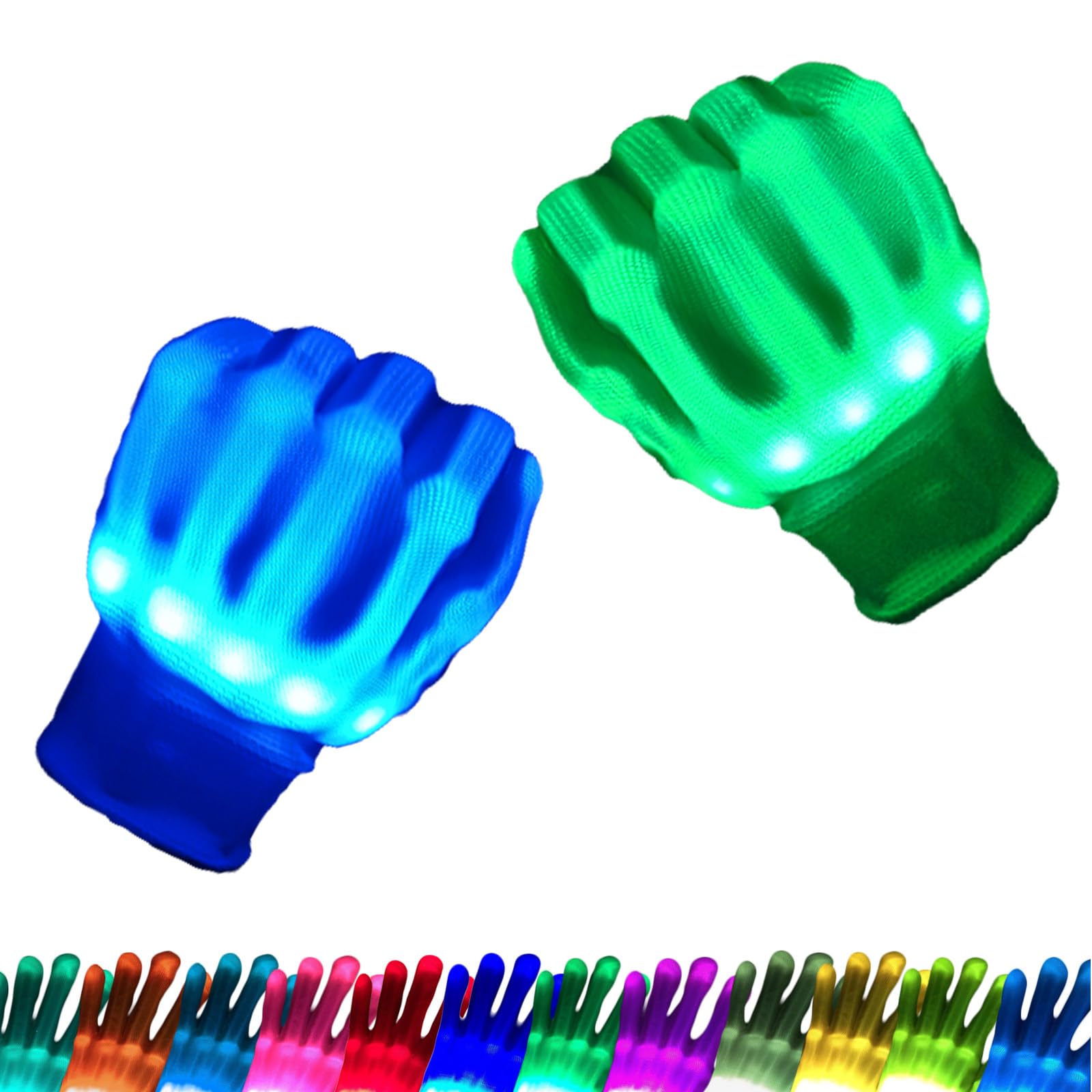 Photo 1 of 1 pair VABX-Purple 12 Colors Flash Led Light up Gloves for Boys Girls Birthday Cool Gifts Easter Halloween Christmas Rave Party Kids 4-12 Teens Adults (Small)