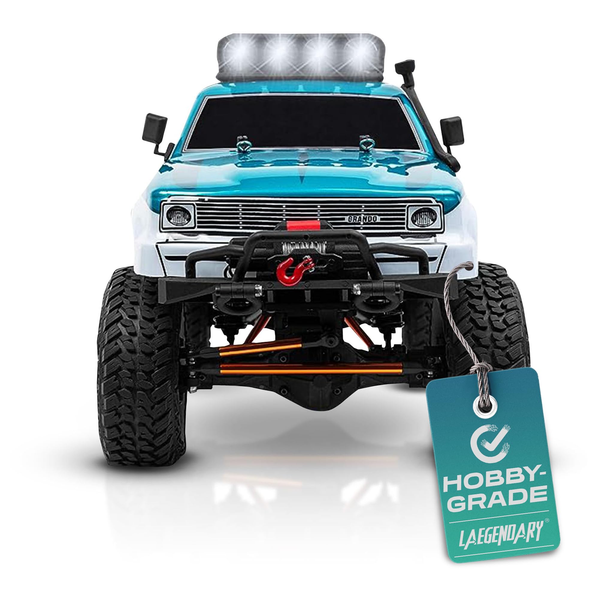 LAEGENDARY RC Crawler - 4x4 Offroad RC Truck for Adults - Fast Speed, Electric, Hobby Grade - 1:10 Scale, Brushed, Blue - Green