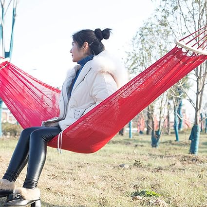 Amazon Co Jp 屋外アイスシルクハンモック 庭のキャンプアンチロールオーバースイング190 130センチメートル 赤 ホーム キッチン