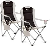 SUNMER Padded Camping Chairs Set of 2 Deluxe Folding with Cup Holder view 1