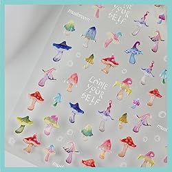 CESTSIREN Cute Mushroom Nail Stickers,Aurora Nail
