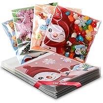 Amazon.com: idolpack 100 Pack Christmas Cellophane Bags 4