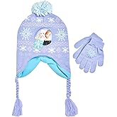 Disney Girls’ Winter Set: Ear Flap Beanie Hat, Gloves or Mittens: Elsa, Anna, Princess (Age: 2-7)