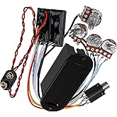 Yootones Prewired 2 Band Active Passive EQ Equalizer Preamp Circuit &amp; 9V Pickup Battery Holder Case Compatible with Guitar Bass Instruments