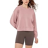 ODODOS Modal Soft Long Sleeve Cropped Sweatshirts for Women Oversized Crew Neck Pullover Crop Top