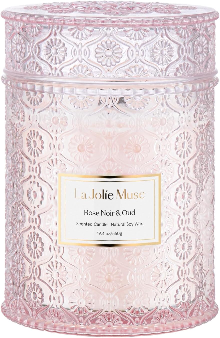 Candles & Holders - LA JOLIE MUSE Candle Gift for Women, Rose Scented Candle, Rose Noir & Oud, Wood Wicked Glass Jar Candles for Home Scented, Large Candle, Long Burning Time, 19.4 oz