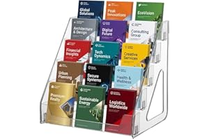 5 Tier Brochure Holder 12x13” Clear Acrylic Literature Display Stand Holds 3 Brochures in One Row Pamphlet Holder Display Sta