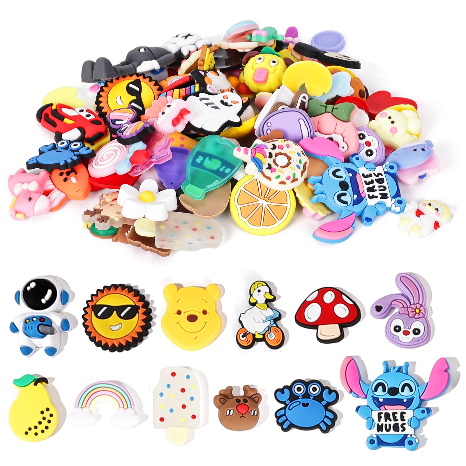 Photo 1 of 100 50 PCS PVC Charms for Cup, Slime, Shoe, Phone Cases, Pencil - Cute Cartoon Jewelry Making Charms, Reusable Adhesive DIY Art Crafts for Kids Teens Adults (50)