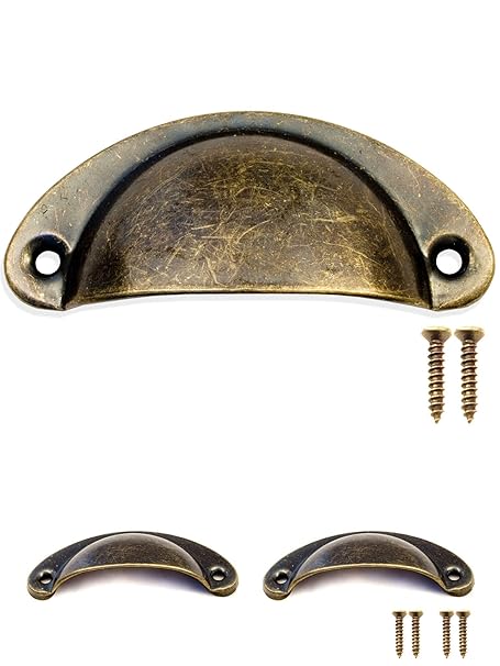 Fuxxer 2x Antique Drawers Handle Shells Bronze Iron Design