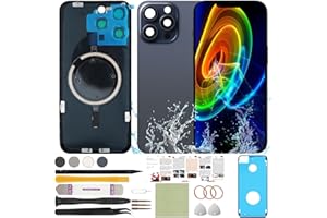 ReuWeu Back Cover Replacement Compatible with iPhone 15 Pro All Carriers 6.1" + Pre-Installed Plate and Camera Frame + Professional Tools (Blue)