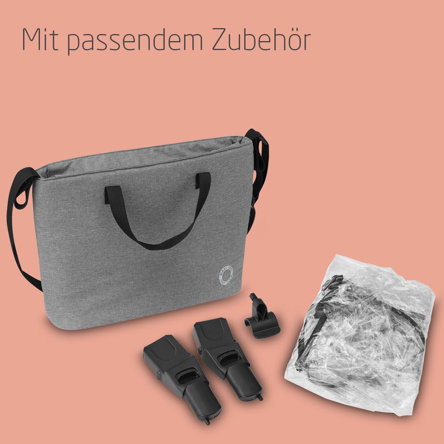 Maxi-Cosi Zelia S Trio Kinderwagen 3 in 1 Komplettset, 0-4 Jahre, bis 22 kg, Zusammenklappbar, Kompakt, Verstellbarer Baby Kinderwagen, mit CabrioFix S i-Size Babyschale, Zubehör, Wickeltasche, Grau 6