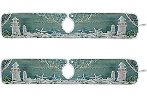 MNSRUU 2 Pack Sink Splash Guard Marine Life Decoration Green Shabby Wood Kitchen Faucet Mat Absorbent Sink Mat for Faucet Kitchen Guard Drip Catcher Drying Mat for Farmhouse Barthroom Bar,L