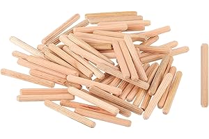 uxcell 50Pcs 1/4" x 2" Wooden Dowel Pins, Wood Dowels Rods, Furniture Woodworking Grooved Fluted Pin, Wooden Dowels Fluted fo