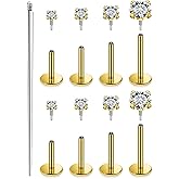 Xnsjeyy 18G 16G Internal Thread Flat Back Earrings Nose Studs 316L Surgical Steel Tragus Forward Helix Conch Cartilage Lobe Earrings Stud Medusa Labret Monroe Lip Ring Piercing Jewelry For Women Men