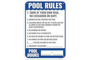 VENICOR 1PC Pool Rules Sign, 14 x 10 Inches - Aluminum - Swimming Pool Safety Swim At Your Own Risk Sign Outdoor